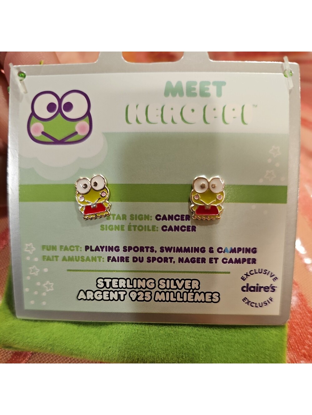 Keroppi Silver Plated Charm Earrings Kawaii Anime
